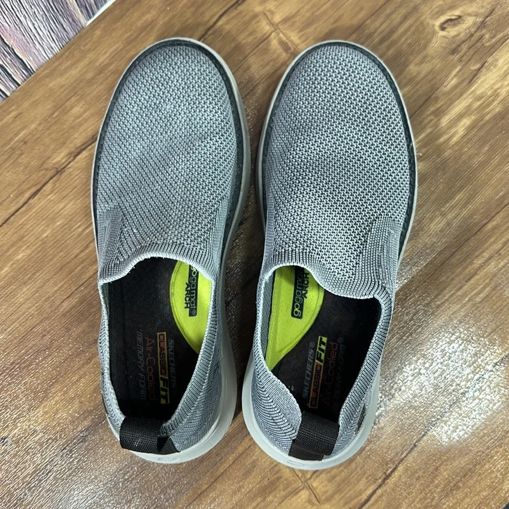 Skechers Men's Doveno Oswyn Fly Vegan Slip-Ons Charcoal Gray  Size 7